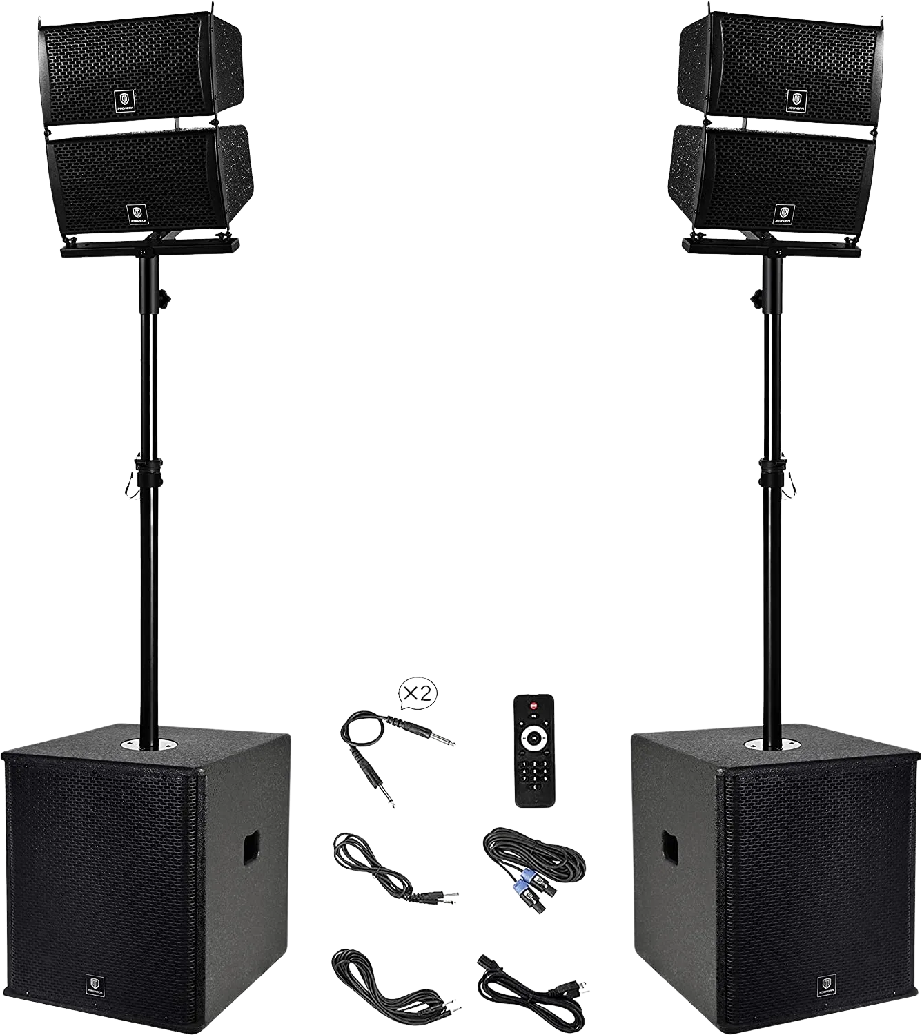 Proreck CLUB-6000 PA Speaker System 6000W Combo 4 Line Array Speakers and 15