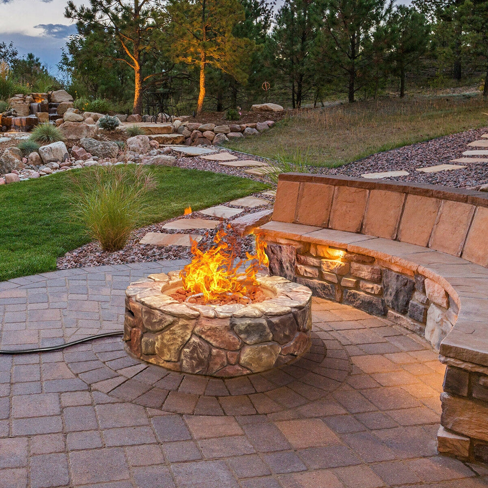 Costway Fire Pit 40,000 BTU Outdoor Propane Gas Stove with Stone Finish New
