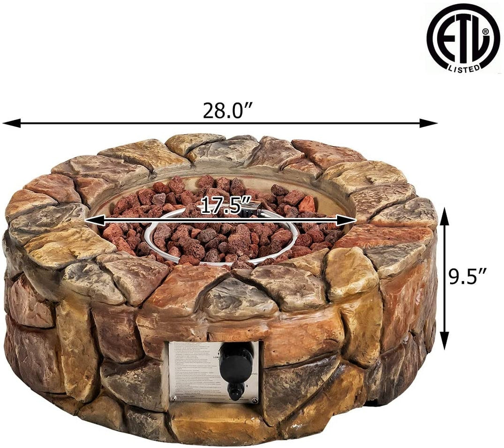 Costway Fire Pit 40,000 BTU Outdoor Propane Gas Stove with Stone Finish New