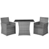 Costway Patio Rattan Furniture Set 3 Pieces with Tempered Glass Table New