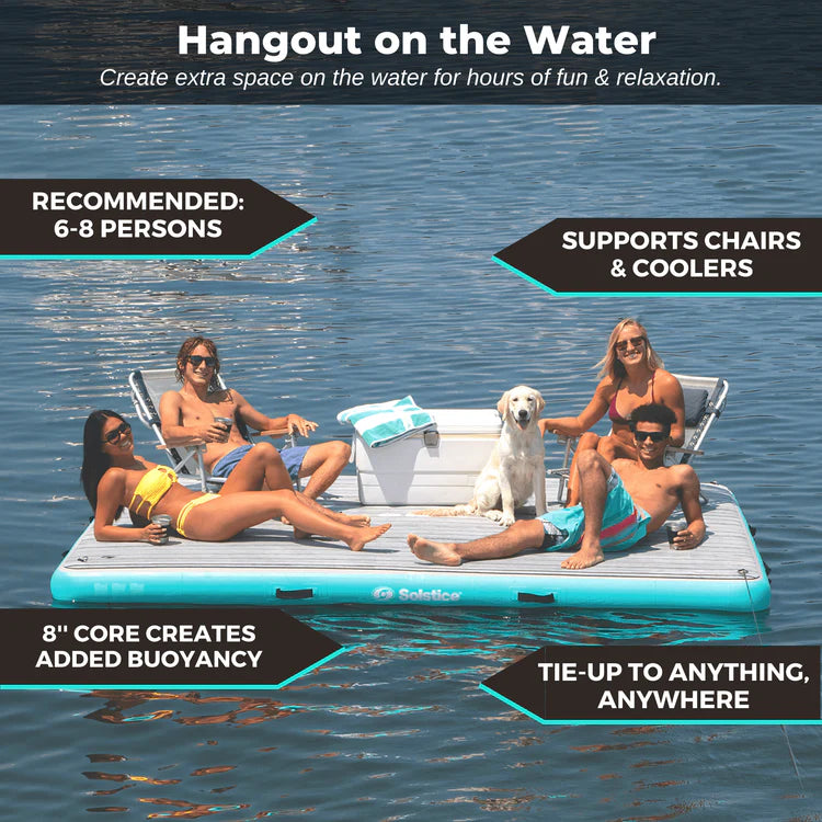 Swimline Solstice 38810 Inflatable Luxe Dock 10' x 8' with Traction Pad and Rope Ladder New
