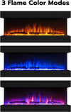 Valuxhome TS42 Electric Fireplace 42" 3-Sided Recessed and Wall Mounted 1500W with LED Lights Logs and Crystals Remote Black New