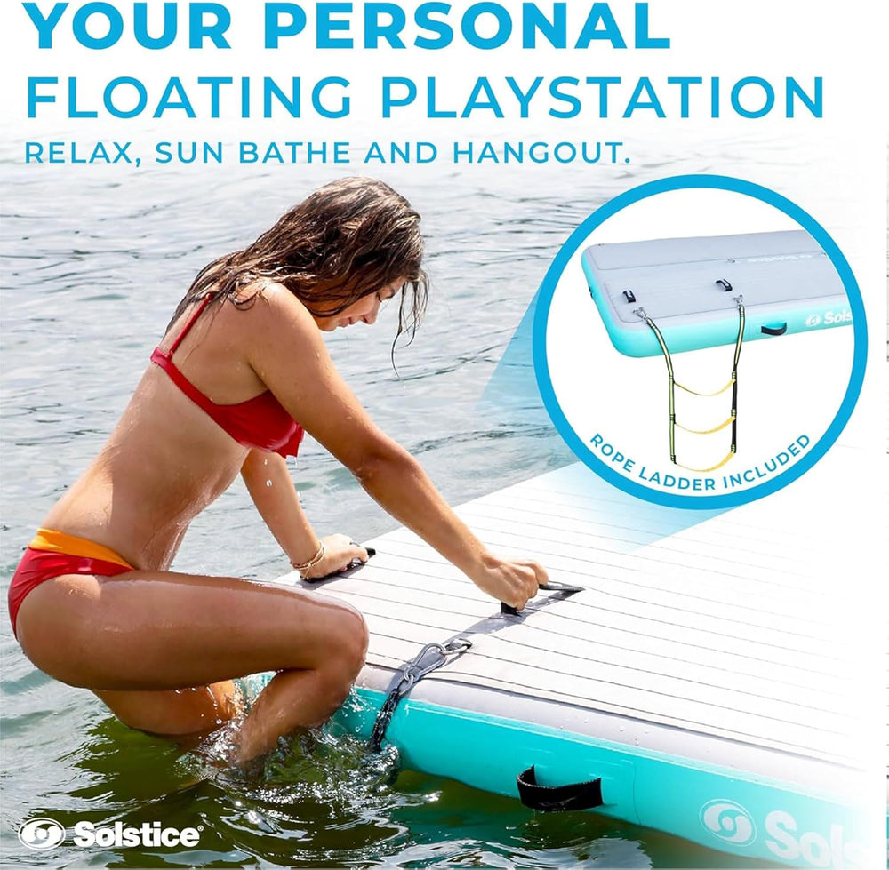 Swimline Solstice 38810 Inflatable Luxe Dock 10' x 8' with Traction Pad and Rope Ladder New