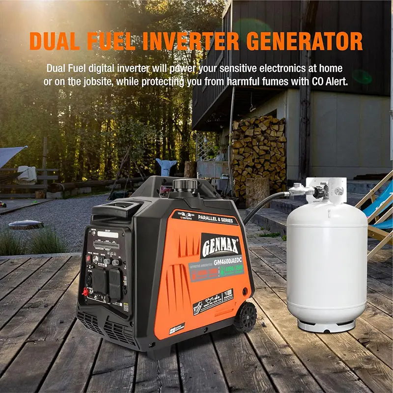 GENMAX GM4600iAEDC 3800W/4600W Generator Dual Fuel Inverter CO Alert Remote Start New