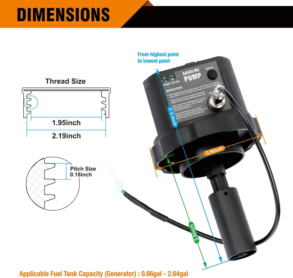GENMAX GMEFP Electric Fuel Pump 12V DC Auto Non-Stop Operation New