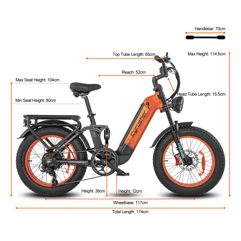 Cyrusher Kommoda 2.0 Electric Bike Step-Through 750W 48V 28 MPH 68 Mile Range New