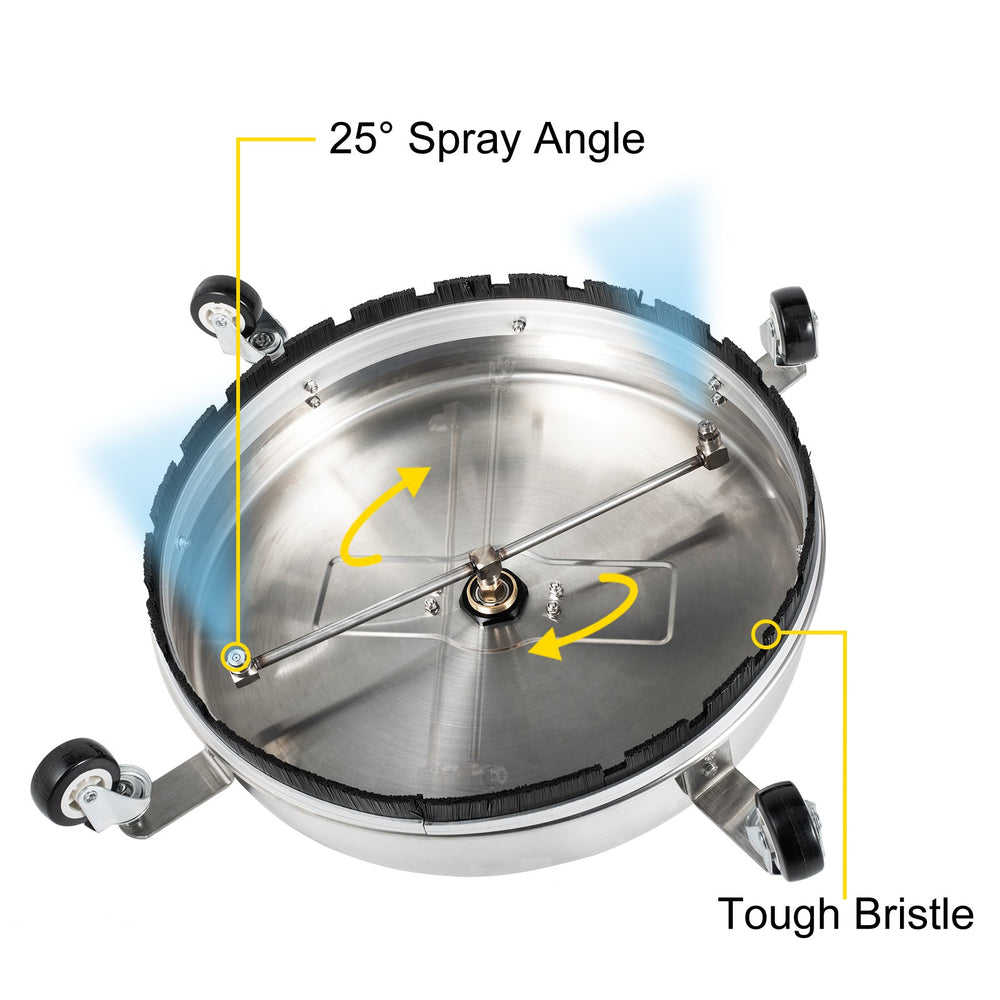 Vevor 18" Surface Cleaner 4000 PSI for Pressure Washer 1/4" Quick Connector Stainless Steel with Twin Rotary Arm New