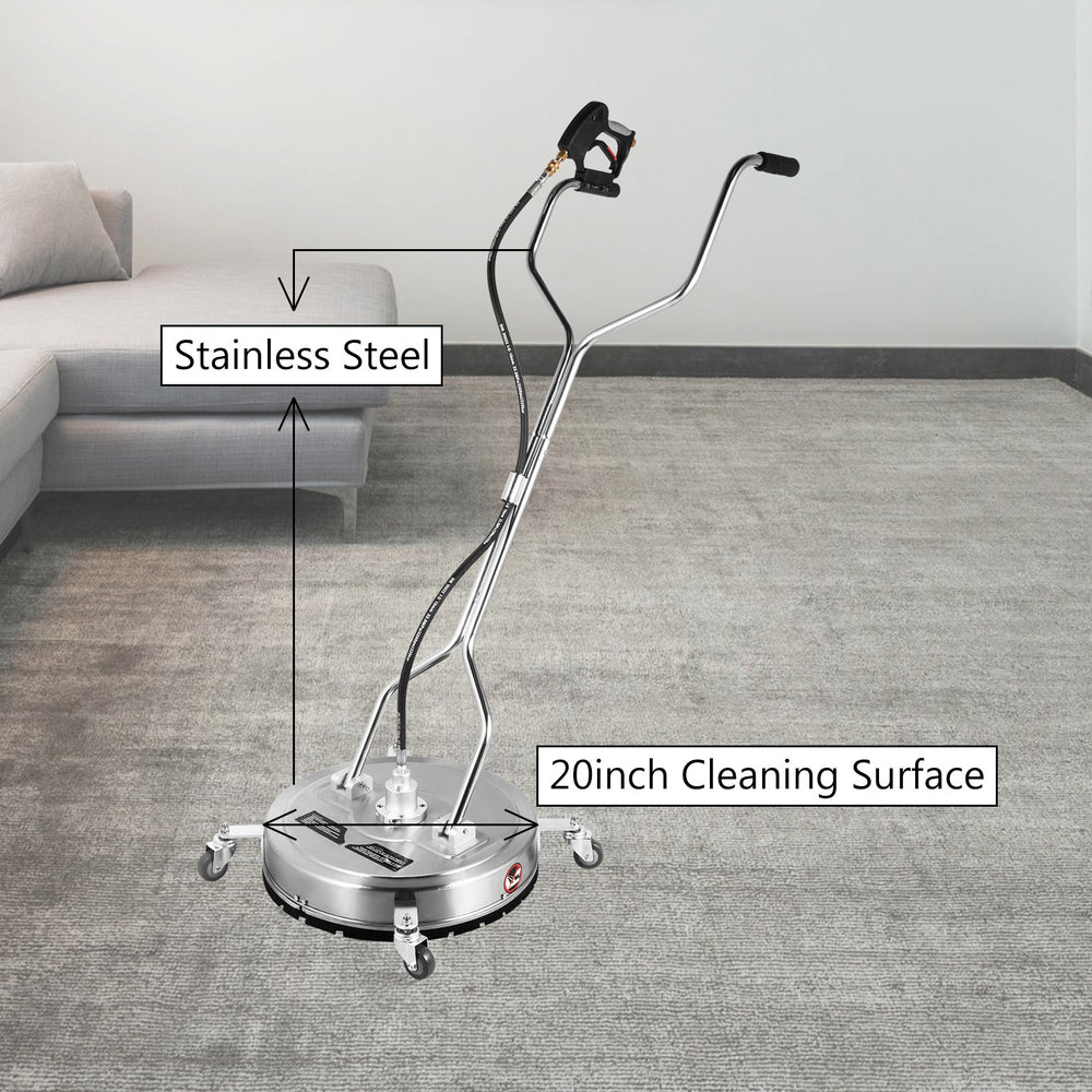 Vevor 20" Surface Cleaner 4000 PSI for Pressure Washer 3/8" Quick Connector Stainless Steel with 3 Nozzles New