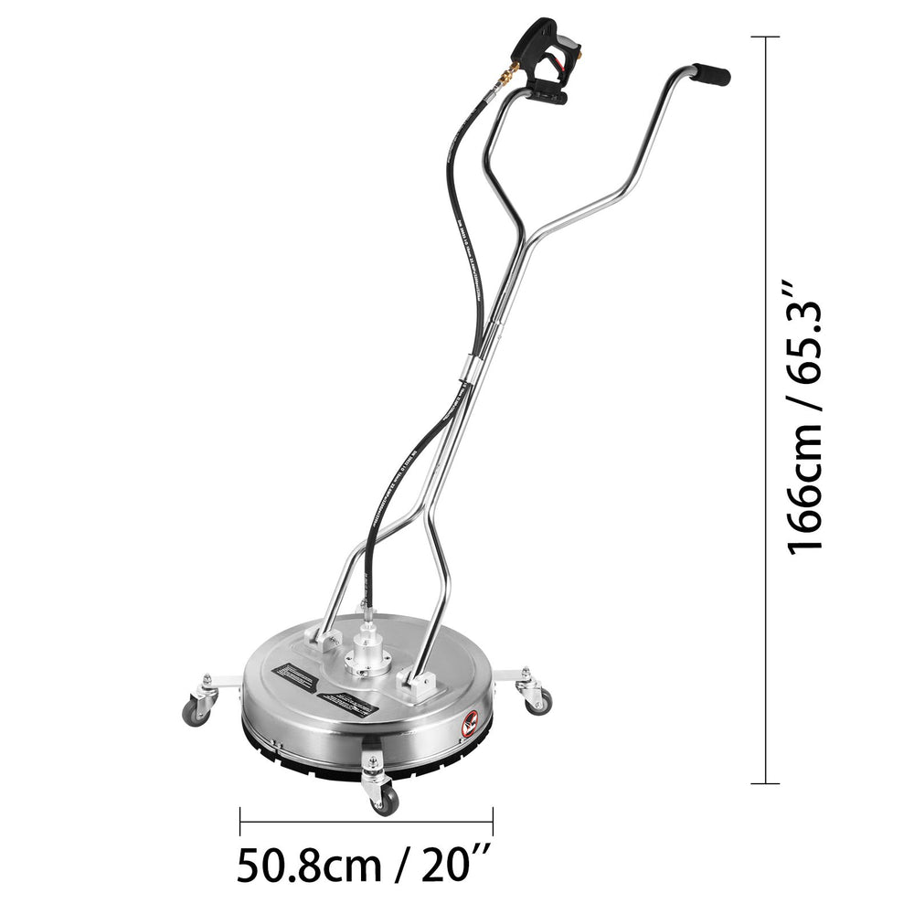 Vevor 20" Surface Cleaner 4000 PSI for Pressure Washer 3/8" Quick Connector Stainless Steel with 3 Nozzles New