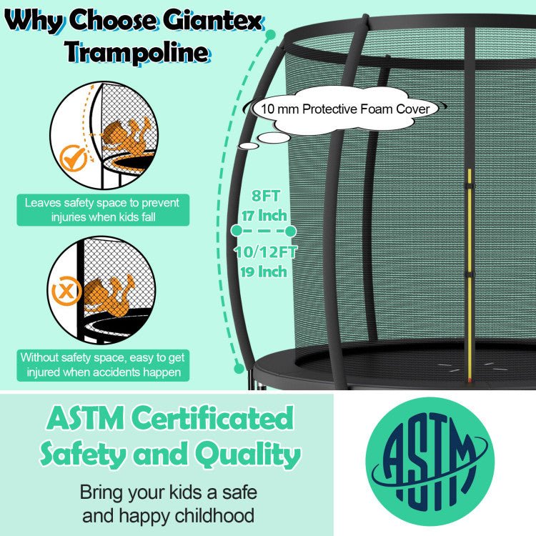 Costway Trampoline 10' ASTM Approved 400 Lbs Capacity with Enclosure Net and Ladder New