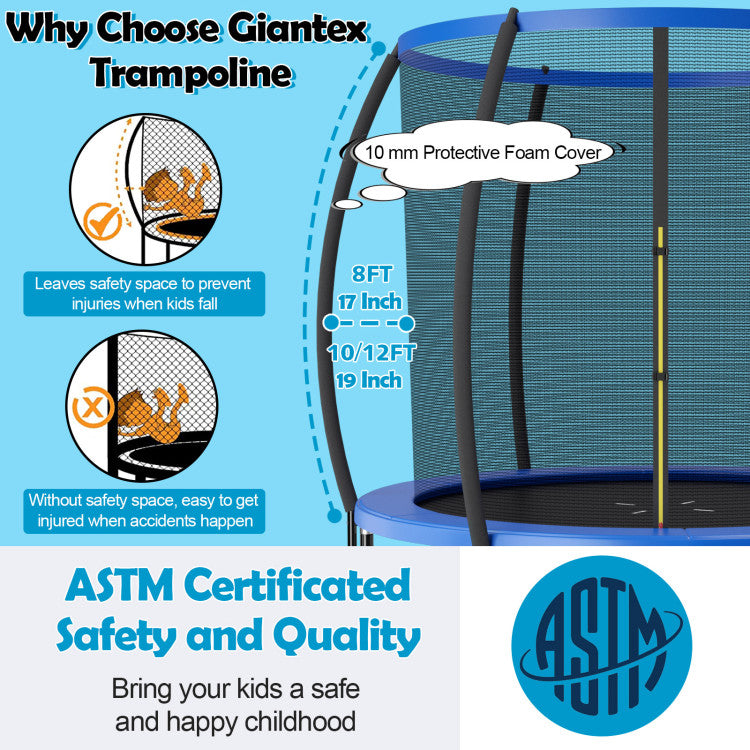 Costway Trampoline 10' ASTM Approved 400 Lbs Capacity with Enclosure Net and Ladder New