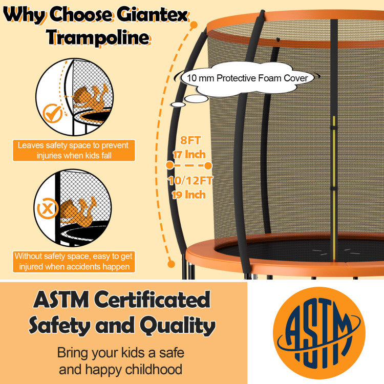 Costway Trampoline 10' ASTM Approved 400 Lbs Capacity with Enclosure Net and Ladder New