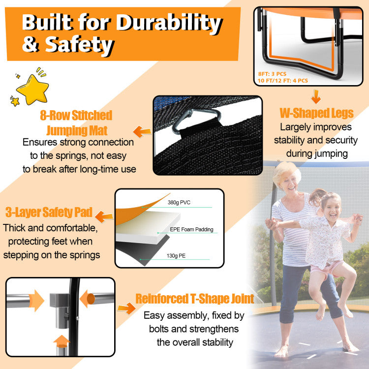 Costway Trampoline 10' ASTM Approved 400 Lbs Capacity with Enclosure Net and Ladder New