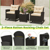 Costway Rattan Rocker Chairs with Tempered Glass Table and Soft Cushions New