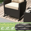 Costway Rattan Rocker Chairs with Tempered Glass Table and Soft Cushions New