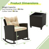 Costway Rattan Rocker Chairs with Tempered Glass Table and Soft Cushions New