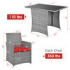 Costway Patio Rattan Furniture Set 3 Pieces with Tempered Glass Table New