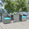 Costway Patio Rattan Furniture Set 3 Pieces with Tempered Glass Table New