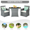 Costway Patio Rattan Furniture Set 3 Pieces with Tempered Glass Table New