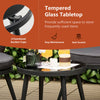 Costway Patio Bistro Set Rattan 3 Pieces with Seat Cushions and Tempered Glass Tabletop New
