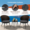Costway Patio Bistro Set Rattan 3 Pieces with Seat Cushions and Tempered Glass Tabletop New