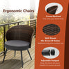 Costway Patio Bistro Set Rattan 3 Pieces with Seat Cushions and Tempered Glass Tabletop New