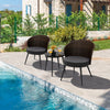 Costway Patio Bistro Set Rattan 3 Pieces with Seat Cushions and Tempered Glass Tabletop New