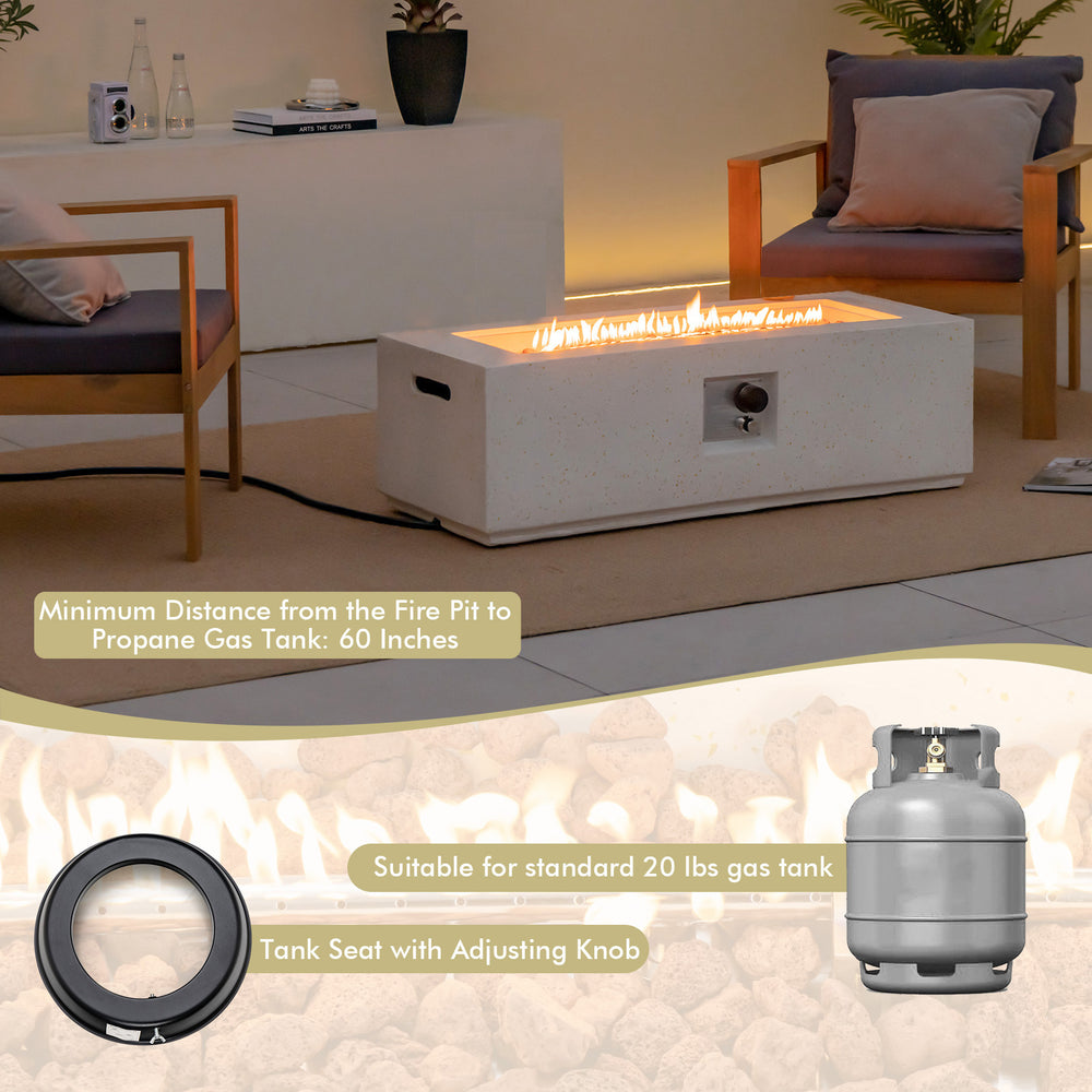 Costway Fire Pit Table with PVC Cover 42" Rectangle Terrazzo 50,000 BTU Propane Gas New