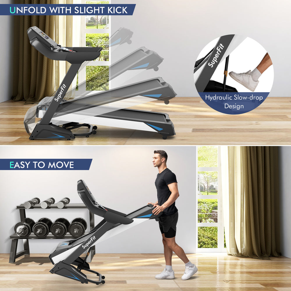 Costway Treadmill with App and Auto Incline Foldable 12 MPH Max Speed 4.75 HP New