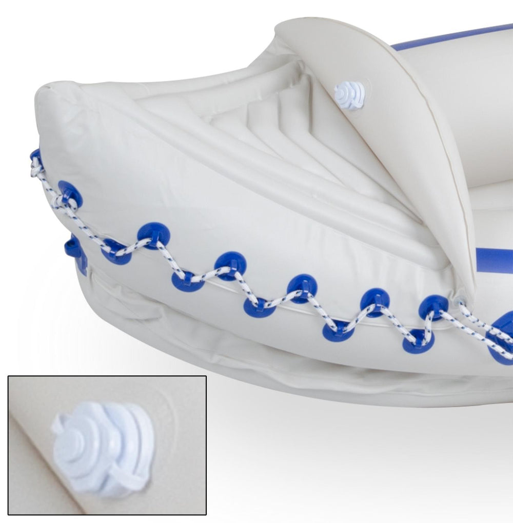 Sea Eagle 370 Inflatable Portable Sport Kayak Canoe 3 Person Pro Package With Paddles White Blue New