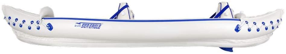 Sea Eagle 370 Inflatable Portable Sport Kayak Canoe 3 Person Pro Package With Paddles White Blue New