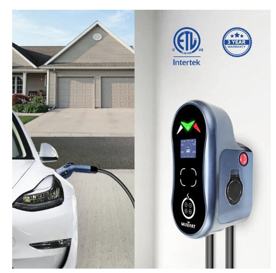 Mustart Power Level 2 EV 32A 25' Cable Adjustable NEMA 6-50 Charging Station New