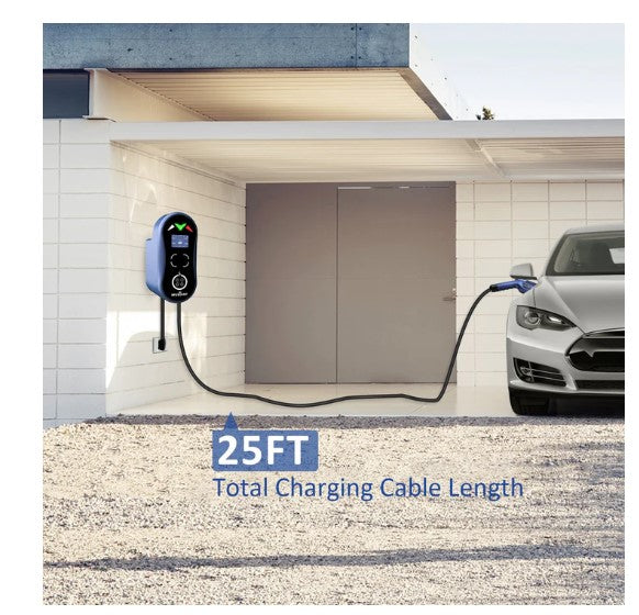 Mustart Power Level 2 EV 32A 25' Cable Adjustable NEMA 6-50 Charging Station New