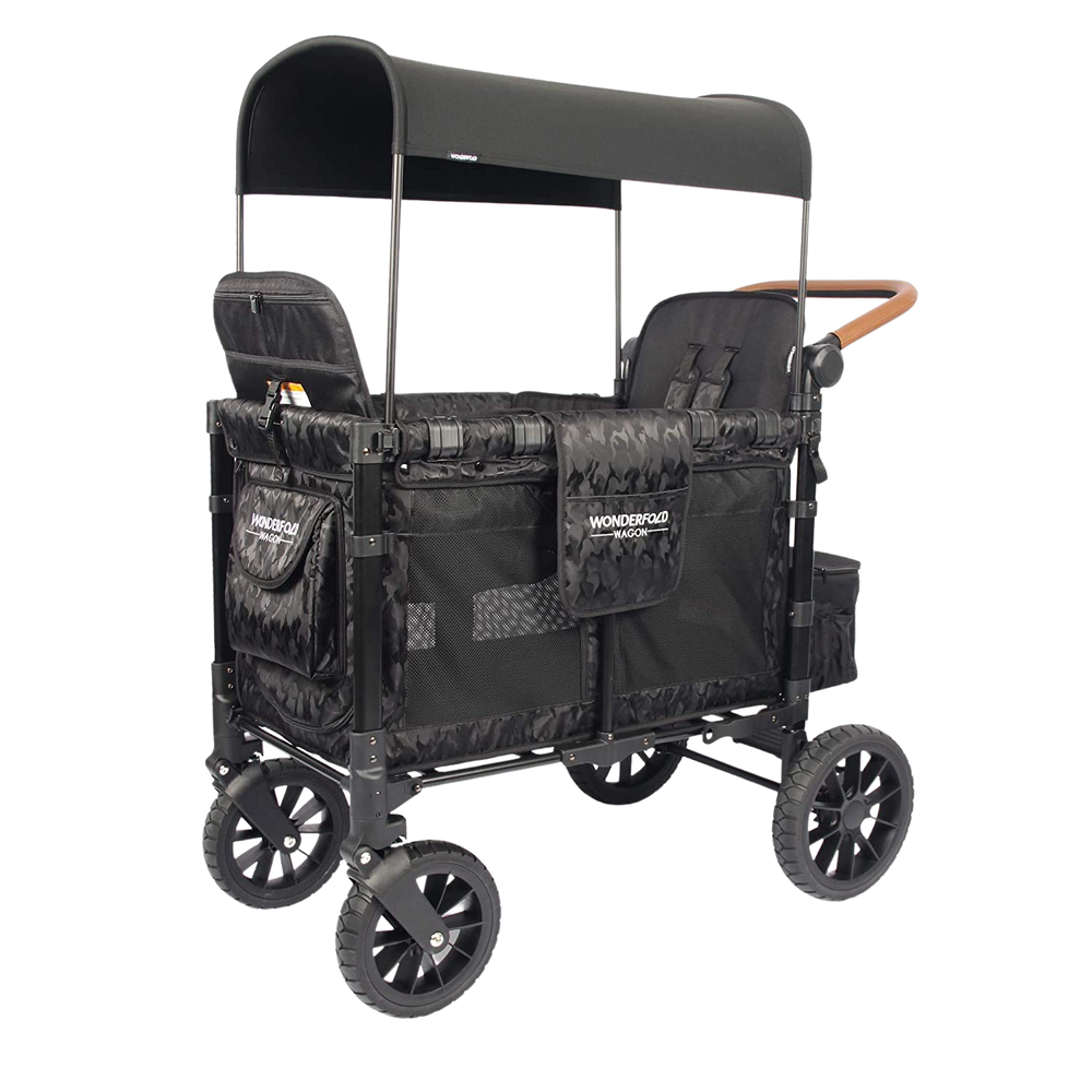 WonderFold W2 Luxe Push/Pull 2-Passenger Stroller Wagon Black Camo New
