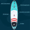 Freein 10' Inflatable Ocean SUP Stand Up Paddle Board Package Dual Action Pump Camera Mount Aqua New