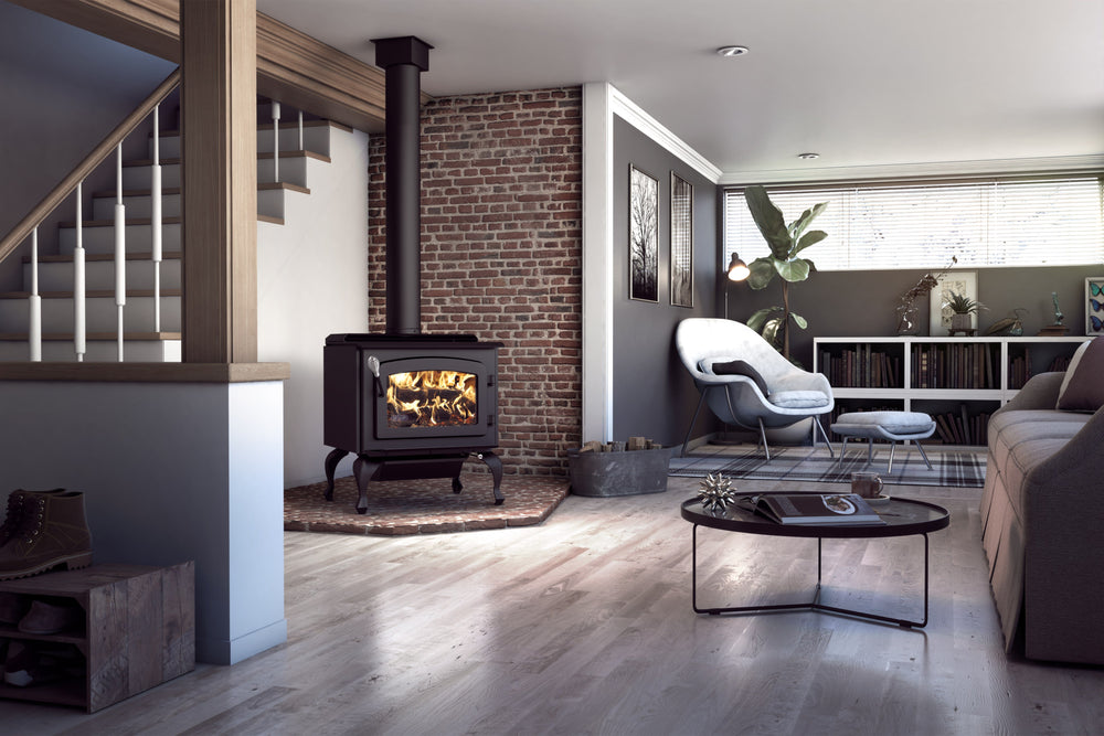 Drolet Escape 1800 EPA Certified 2,100 Sq. Ft. Wood Stove On Legs With Black Door New