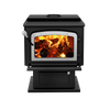 Drolet Escape 1800 2,100 Sq. Ft. Wood Stove Brushed Nickel Door On Pedestal New Featured Image